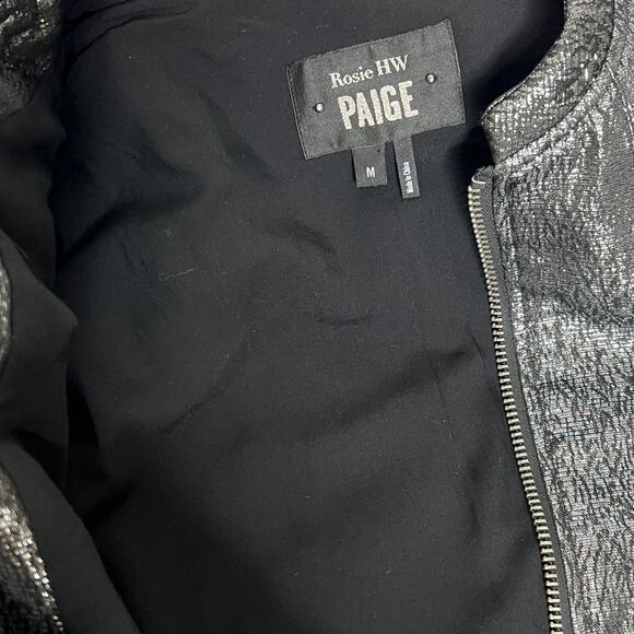 Rosie HW x PAIGE Kimi Bomber Jacket Gray Metallic Size Medium - Picture 8 of 9